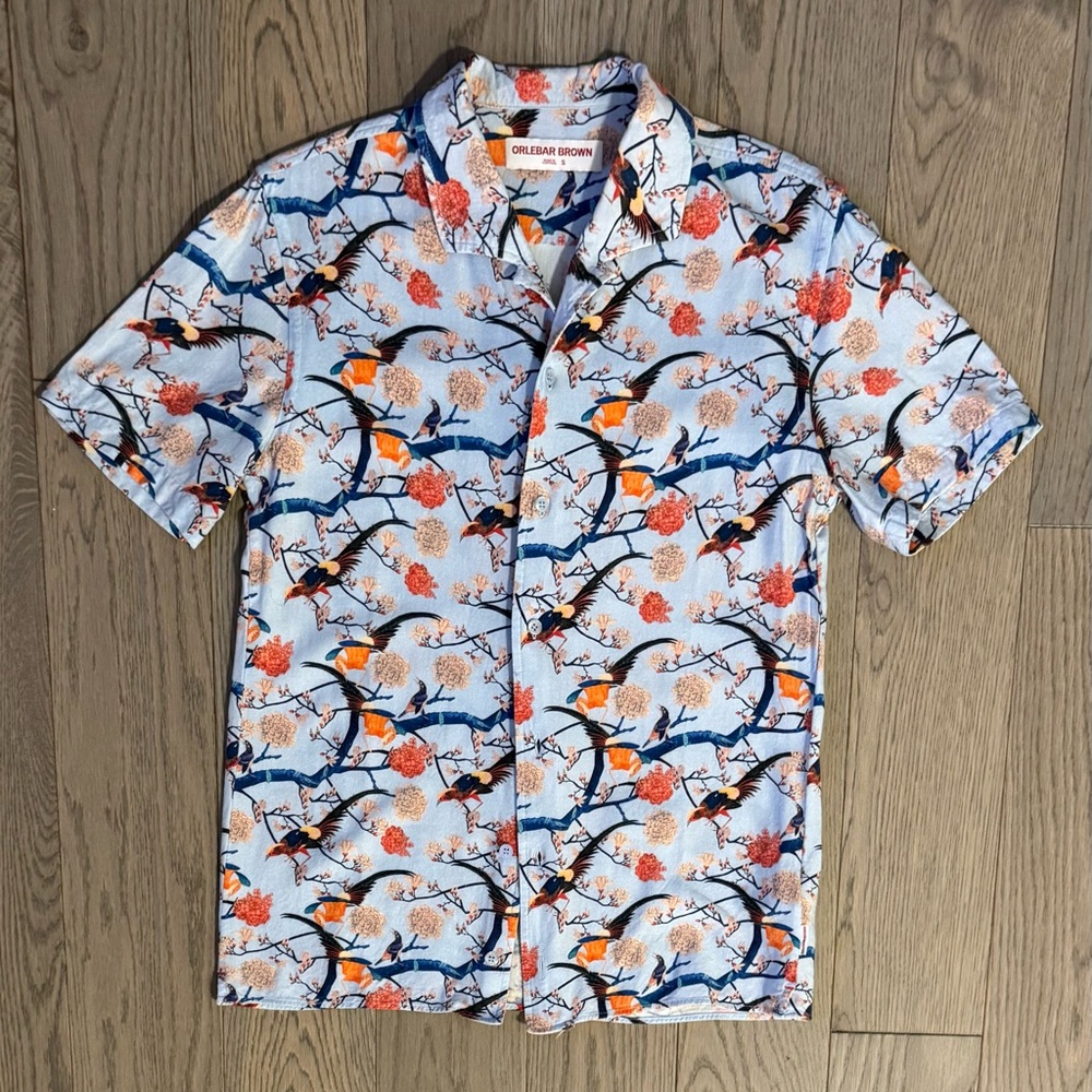 Orlebar Brown Men's Hibbert Shirt - Light Blue and Orange